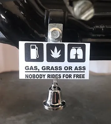 GAS GRASS Or ASS Flag Bell Hanger / Mount Motorcycle Harley Bolt & Ring   • $21.99