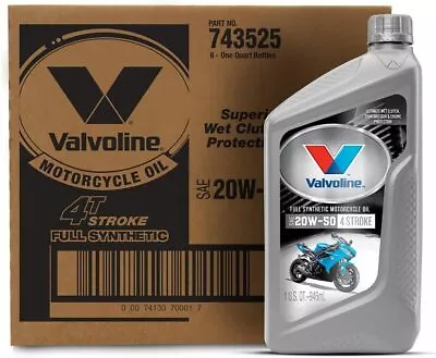 4-Stroke Motorcycle Full Synthetic SAE 20W-50 Motor Oil 1 QT Case Of 6 • $55.51