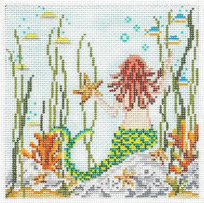 Mermaid 5  Sq. Undersea Handpainted 18m Needlepoint Canvas By Needle Crossings • $69.95