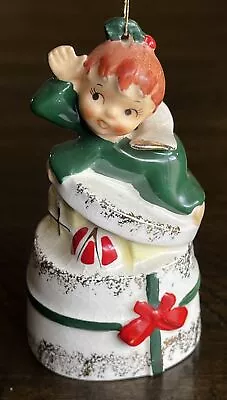 Vintage Napco Christmas Angel Bell Ornament Red Head Gift Box 1957  • $78.88