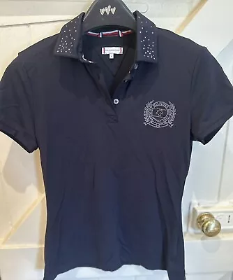 Holland Cooper Polo Shirt With Logo To Front Diamanté On Collar Worn Once S • £25