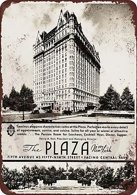1936 Plaza Hotel New York Vintage Reproduction METAL SIGN 8 X 12 • $21.95