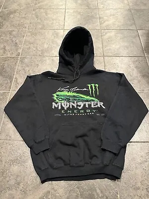 Y2K Men Monster Energy Hoodie Sweatshirt Streetwear Kenny Bernstein Black Medium • $27.92