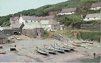 Postcard Of New Road Harbour & Fishing Boats Cadgwith Lizard Cornwall • £3