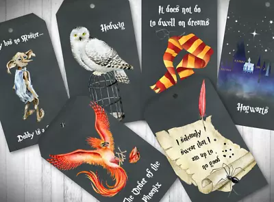 6 Black Chalkboard Effect Harry Potter Hogwarts Gift Tags & Ribbon • £3.90