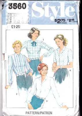 Style Sewing Pattern 3560 Blouse Tops 18 Shirt 1980s Vintage Victorian Edwardian • £8.99