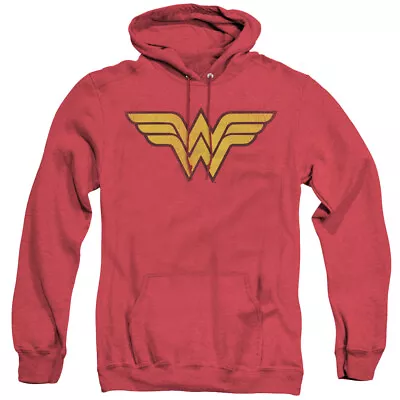 WONDER WOMAN LOGO DISTRESSED Licensed Hooded Sweatshirt Heather Hoodie SM-3XL • $47.95