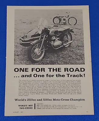 1967 JAWA  CALIFORNIAN II  MOTORCYCLE W/VELOREX SIDECAR ORIGINAL PRINT AD 350cc • $14.99