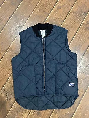 VTG BIG SMITH Puffer Vest Men's M Blue Full Zip Diamond Quilted  Made In USA • $22