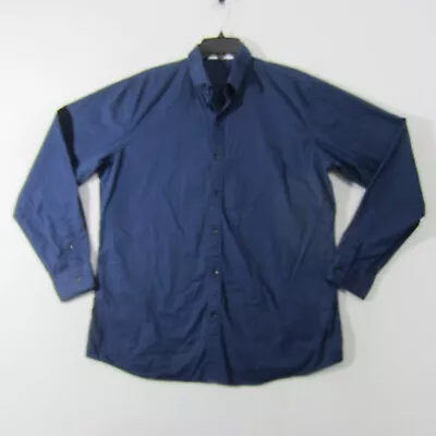 Man Wan Walk Shirt Mens Large Blue Button Up Long Sleeve Casual Cotton Men 1692 • $12