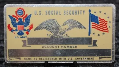 Metal US Army Social Security ID Card (Blank) [080CHR] • $5