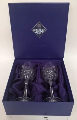 £9.99 • Buy 2 X Edinburgh Crystal Duet Cut Wine Glasses  Original Box Sticker On Glass #145