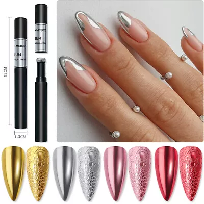 $1.86 • Buy Nail Art Metallic Mirror Powder Air Cushion Magic Pen Chrome Pigment Dust Tool