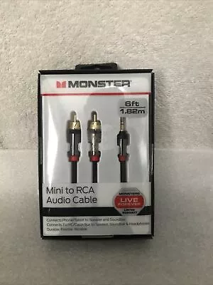 Monster 6-FT Mini To RCA Audio Cable 3.5mm Phone Tablet Speaker TV PC HQ 1.82M  • $12.98