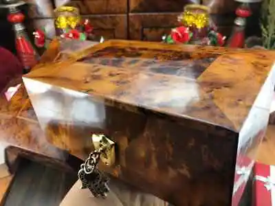 Engraved Wood Box Thuya Burl Thuya Wooden Jewelry Box With Velvet Lining Inside • $169