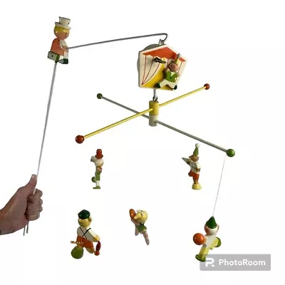 Vintage ORIGINALS BY IRMI Nursery Hand Painted CIRCUS Baby Crib Mobile With Box • $32.95