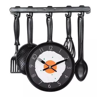 Kitchen Decorative Frying Pan Wall Mounted Clock With Fried Egg For Dinning Hall • $28.15