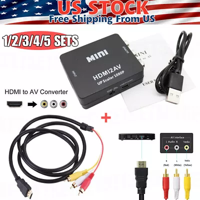 HDMI To RCA AV Adapter Converter Cable CVBS 3RCA 1080P Composite Video Audio • $31.99