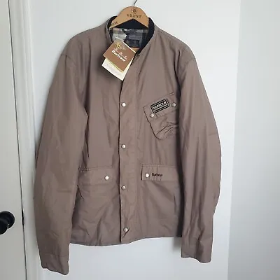 Barbour Ouston Waxed Motorcycle Jacket Men's XXL Brown Fly Weight  • $135