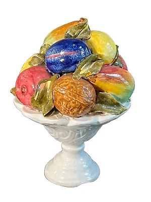Vintage Majolica Fruit Basket Themed Small Centerpiece From Italy 7  Tall • $27.46