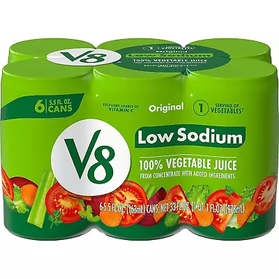 V8 Low Sodium Original 100% Vegetable Juice 5.5 Fl Oz Can (Pack Of 6) • $8.63