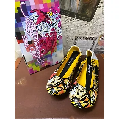 Ed Hardy Yellow Sao Paulo Shoe Ballerina Style Shoe Size 7 • $27