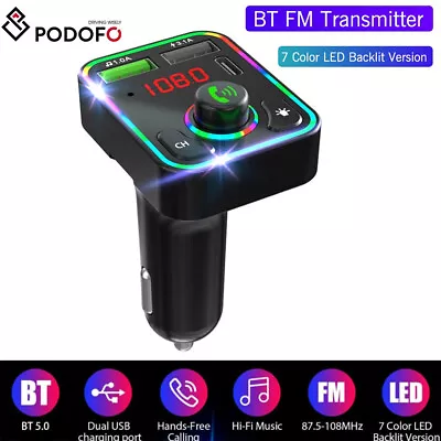 Wireless Bluetooth Car Kit FM Transmitter USB+PD Charger Audio MP3 Music Player • £4.99