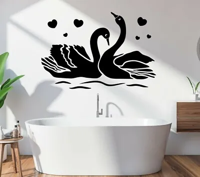 £4.39 • Buy Wall Stickers Swans Love Bathroom Shower Wash Bubbles Home Décor Art Animals DIY