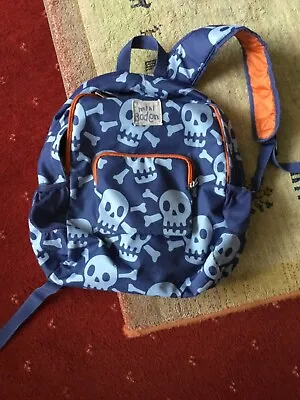 £5.99 • Buy Mini Boden Blue Canvas Skull Crossbone Backpack Rucksack Shoulder Bag