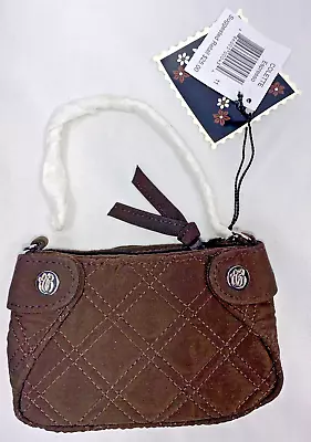 Vera Bradley Colette Microfiber Brown Espresso Coin Purse With Silver Chain Sxm1 • $16.99