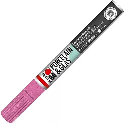 Marabu Porcelain/Glas Painter Marker Pen 1-2mm Glitter Rose Pink • £6.79