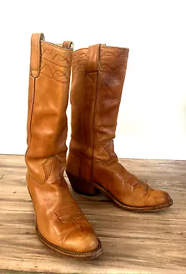 Vintage Stewart Boot Co 1977 Tan Leather Women's Cowboy Boots Sz 10 • $99