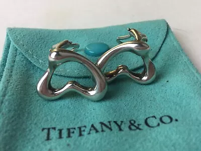 Tiffany&co Sterling Silver Elsa Peretti Open Heart Clip On Earrings • $250