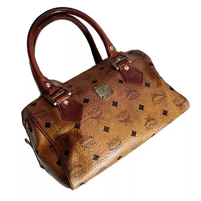 MCM | Visetos Boston Leather Top Handle Satchel Bag Authentic GUC • $285