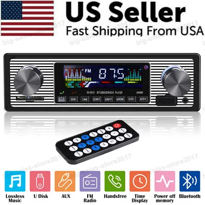 Bluetooth Vintage Car FM Radio MP3 Player USB Classic Stereo Audio Receiver AUX • $16.73