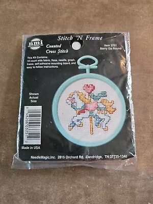 Counted Cross Stitch Kit 3751 Merry Go Round Stitch N Frame NOS Carousel Horse • $8.97