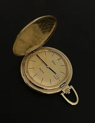 Vintage 1976 DIOR BULOVA Pocket Watch Gold Tone • $250