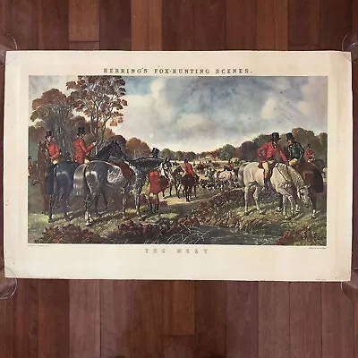 Vintage HERRING’S FOX-HUNTING SCENES “THE MEET” Engraved By J. Harris 36”x24” • $85