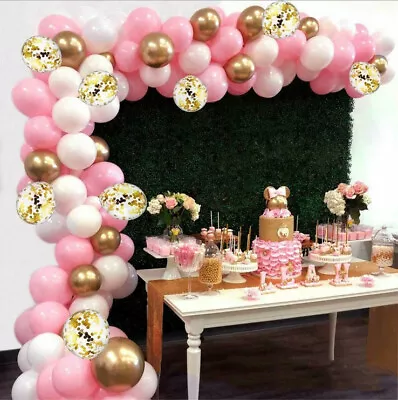 $17.99 • Buy Pink Balloons+Balloon Arch Kit Set Birthday Wedding Baby Shower Garland Decor 
