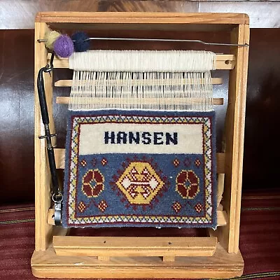 Vintage Tabletop Small Wood Loom Salesman Sample Wool Rug Weaving  “HANSEN”  13” • $38