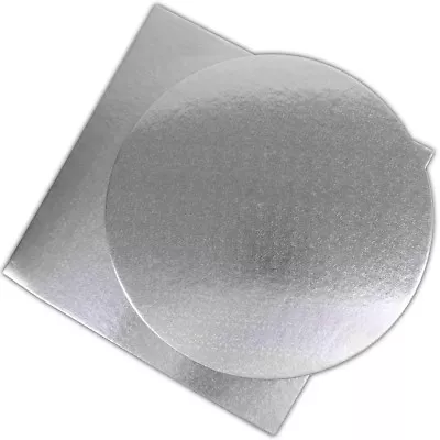 SILVER CAKE BOARDS 10  Square Round Drum Boards Base Wedding Birthday Party Food • £5.41