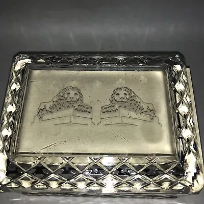 Full Lead Crystal Trinket Box By Jaffa With Etched Lions 2 1/4T 4 3/4 L • $22.55