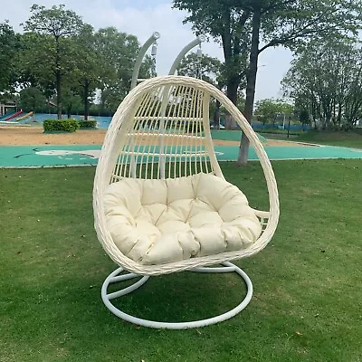 Double Cocoon Egg Chair Hanging Garden Swing Hammock Removable Cushions !!! • £249.95