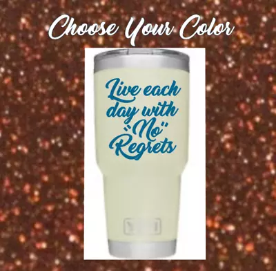 Monogram Vinyl Decal  Sticker For Tumblers Cups  Quote   Live With No Regrets • $2.75