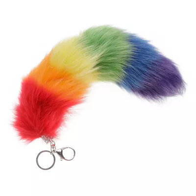 14 Gradient Faux Foxs Raccoon Fur Tail Keychain Ring Handbag Purse Decor Pendant • $9.60