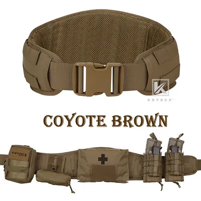 KRYDEX Tactical Padded Belt GEN 2 Modular MOLLE Battle Mesh Belt Coyote Brown CB • $29.95