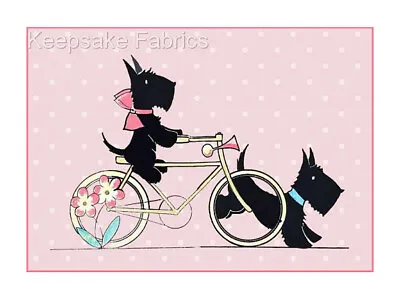 Scottie Dogs Bicycle Crazy Quilt Fabric Block Free Shipping World Wide S22 • $4.75