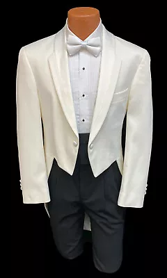 Men's Ivory Christian Dior Tuxedo Tailcoat Long Tails Groom Wedding Masonic 40R • $69.99