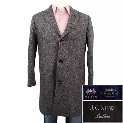 J Crew Ludlow Moon Mens Size 40R Topcoat Two Button Jacket Suit Tweed Gray • $149.99