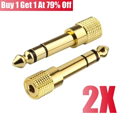 2x 3.5mm GOLD Headphone Stereo Audio Adapter To 6.35mm Jack Earphone 1/4  • £2.89